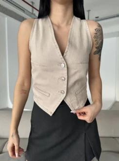 Жилет денім – бежевий