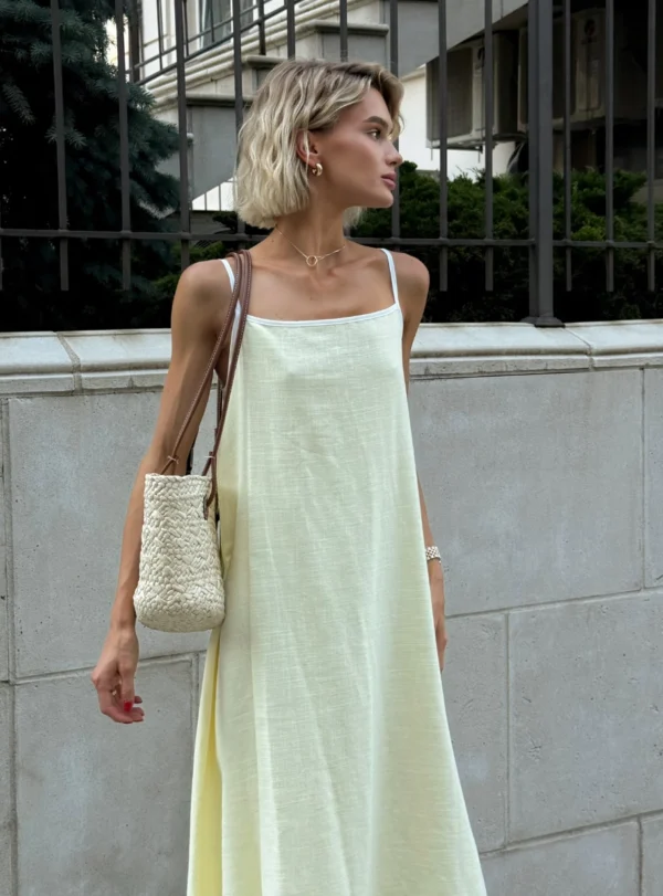 Сарафан з поясом — жовтий