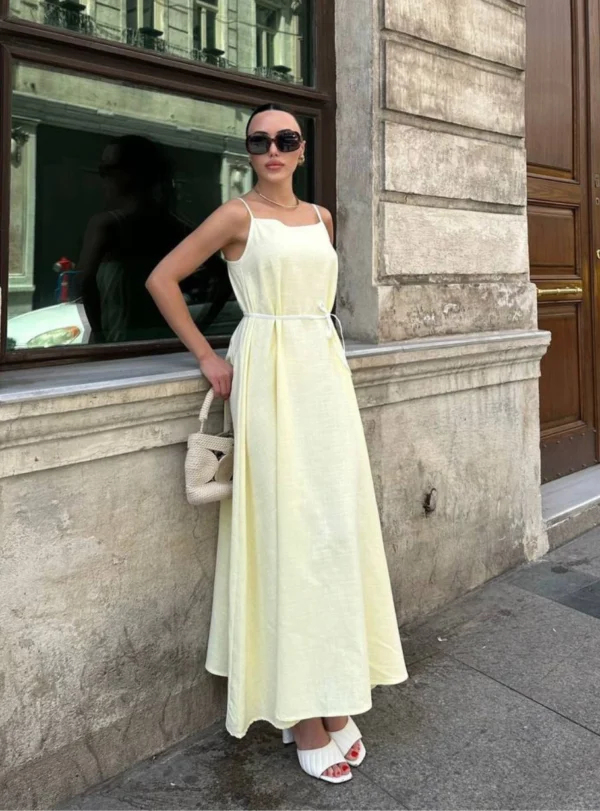 Сарафан з поясом — жовтий - Зображення 4