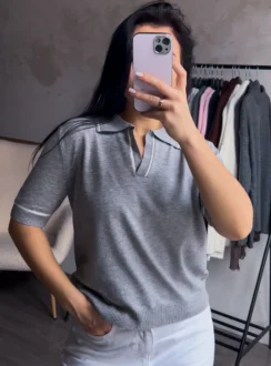 Поло зі смужками — сірий