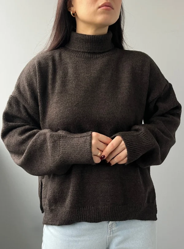 Базовий гольф (Светр з горловиною) — коричневий - Image 3