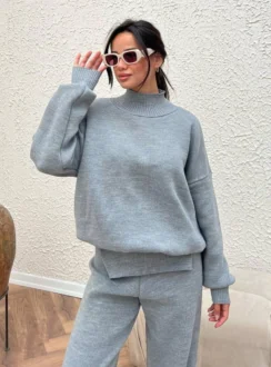 Спортивний костюм-двійка з манжетами — сірий