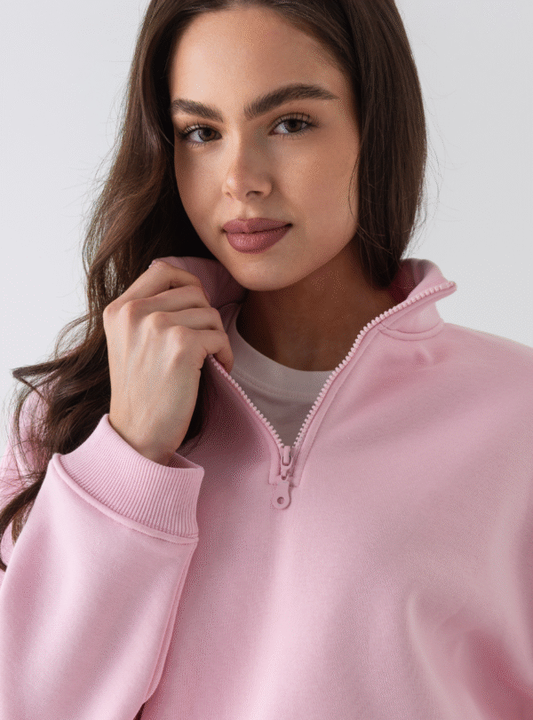 Світшот на флісі з короткою застібкою — рожевий - Зображення 5
