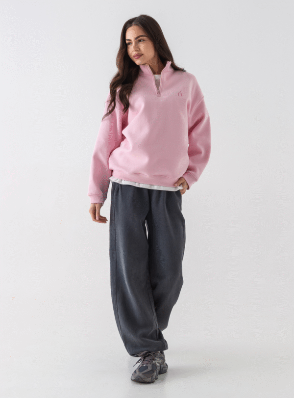 Світшот на флісі з короткою застібкою — рожевий - Зображення 4