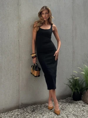 Джинсовий довгий сарафан — чорний