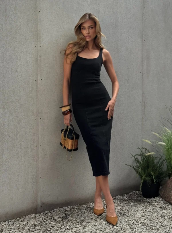 Джинсовий довгий сарафан — чорний