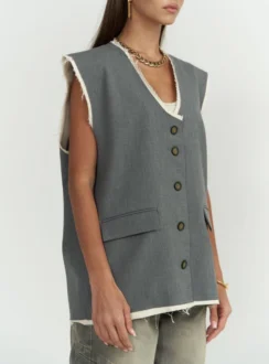 Жилет з необробленим краєм — сірий