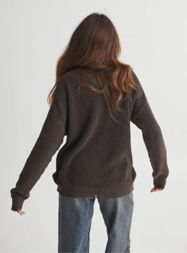 Светр із вареної бавовни — коричневий - Зображення 10