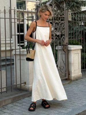 Сарафан з поясом — беж