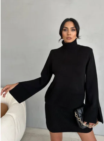 Костюм: коротка спідниця +гольф — чорний