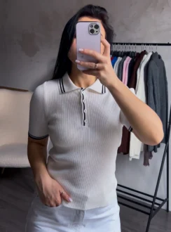 Поло–футболка в рубчик — білий