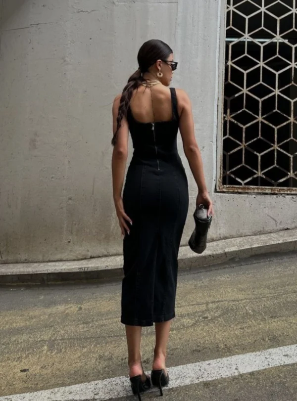 Джинсовий довгий сарафан — чорний