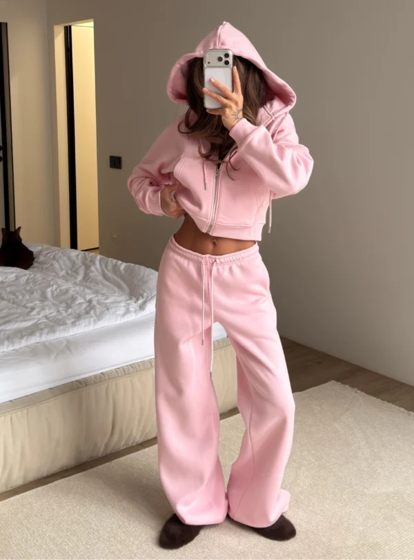 Костюм 2-ка рожевий на флісі + блискавка NAGOLOSʼ