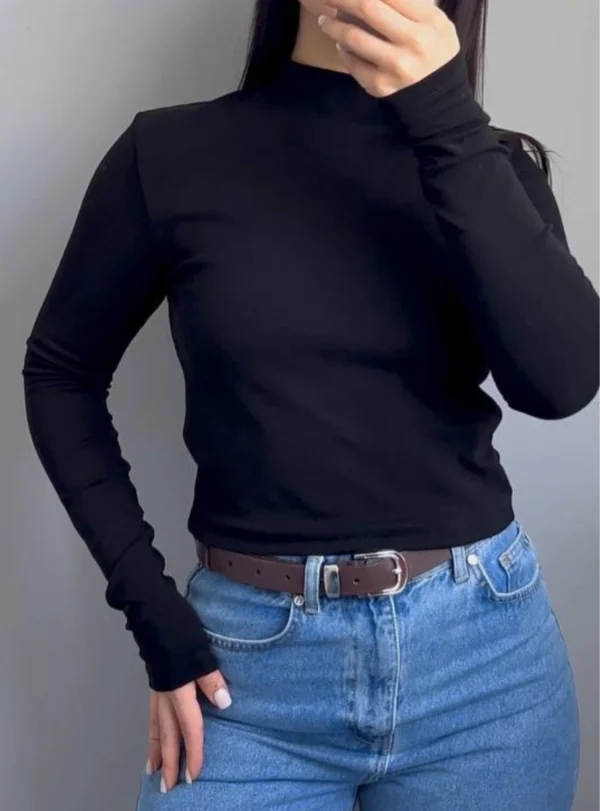 8484348 Лонгслів з горловиною — чорний