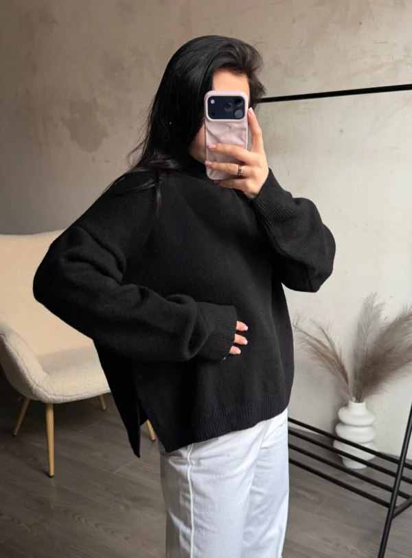 Базовий гольф (Светр з горловиною) — чорний - Image 4