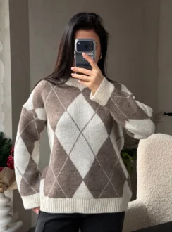 Светр ромб — бежевий