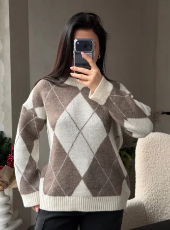 Светр ромб — бежевий