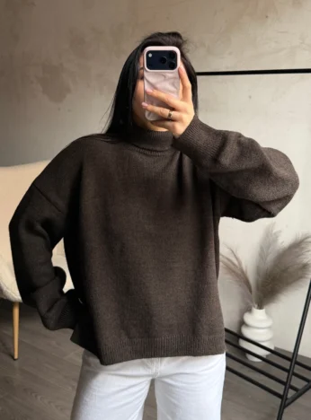 Базовий гольф (Светр з горловиною) — коричневий