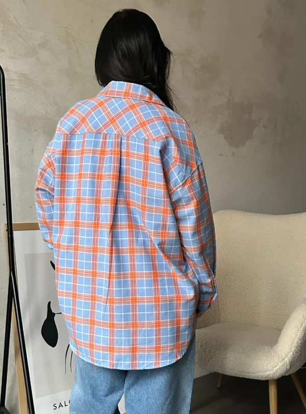 Сорочка картата — синій+помаранчевий - Image 3