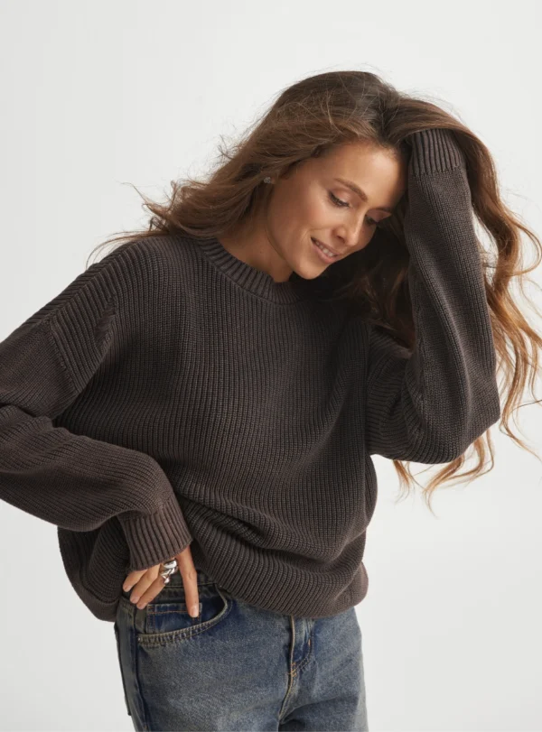 Светр із вареної бавовни — коричневий - Зображення 8