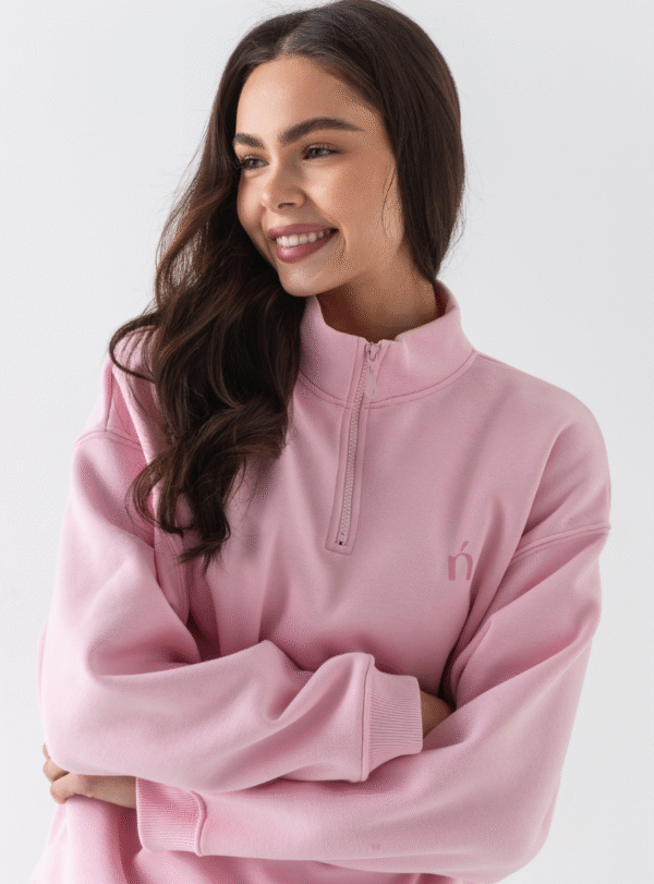 Світшот на флісі з короткою застібкою — рожевий - Зображення 2