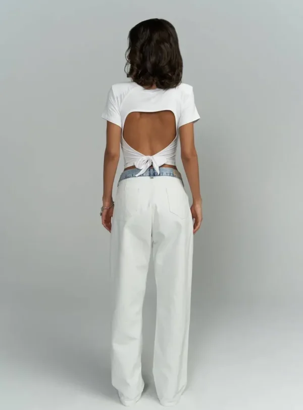 Джинси білі з блакитними вставками