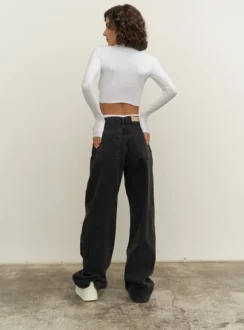 Джинси палацо чорні з декор. складкою