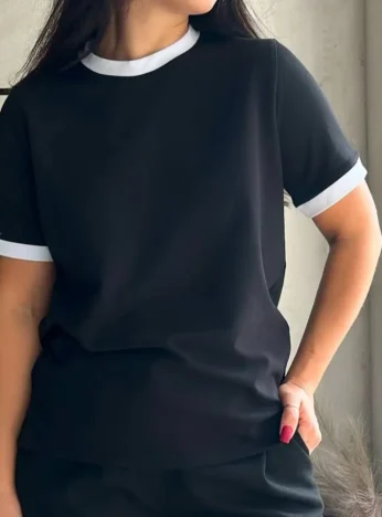 Футболка з білим кантом — чорний