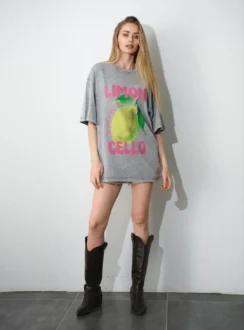 Футболка з принтом Lemoncella — сірий