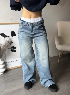 Джинси Baggy з білим поясом