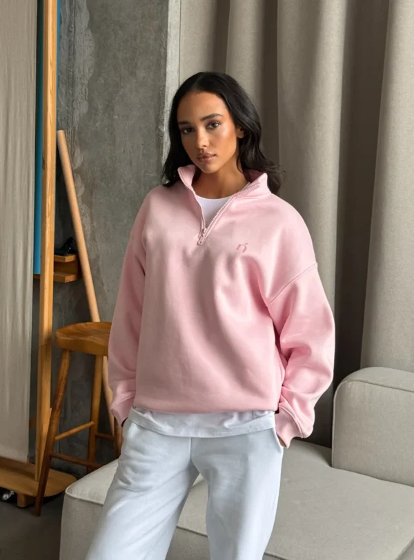 Світшот на флісі з короткою застібкою — рожевий - Зображення 1