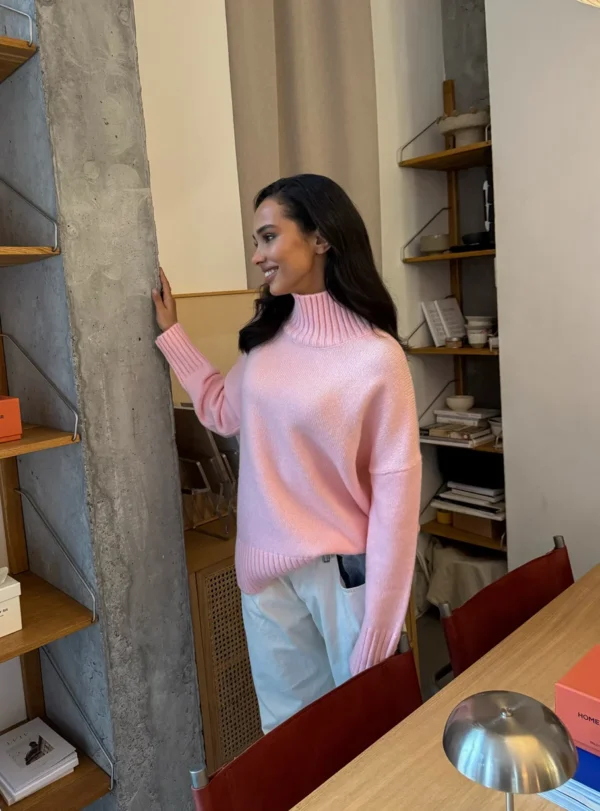 Светр з горлом 70% бавовни — рожевий - Зображення 5