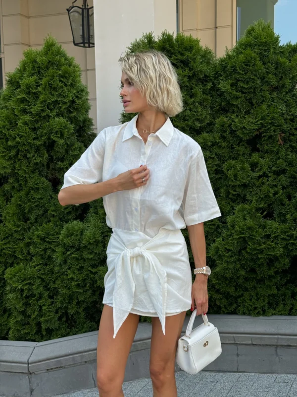 Комплект сорочка+спідниця — молочний