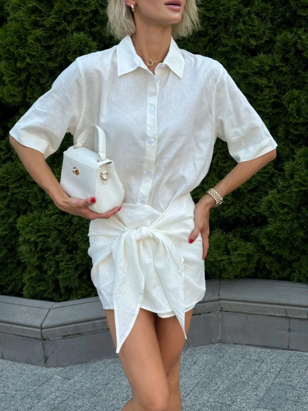 Комплект сорочка+спідниця — молочний