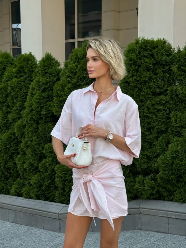 Комплект сорочка+спідниця — рожевий