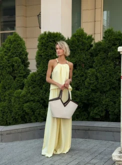 Комплект: топ + брюки — жовтий