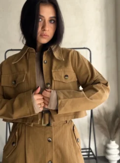 Костюм: довга спідниця+жакет — кемел