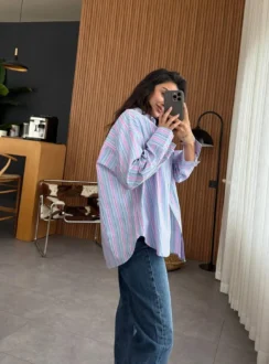 Сорочка в смужку KHLOE — блакитний