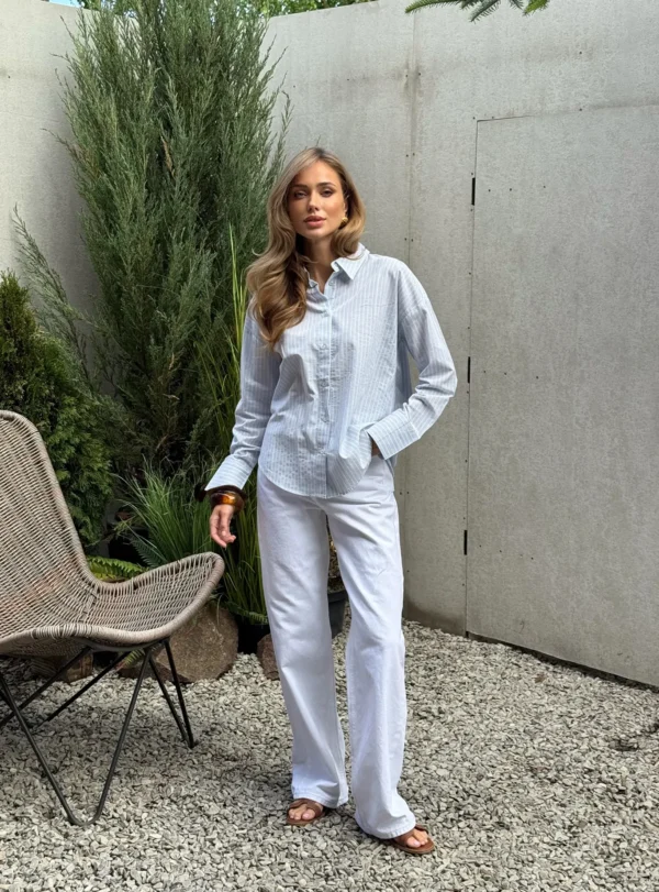 Сорочка в смужку — блакитний