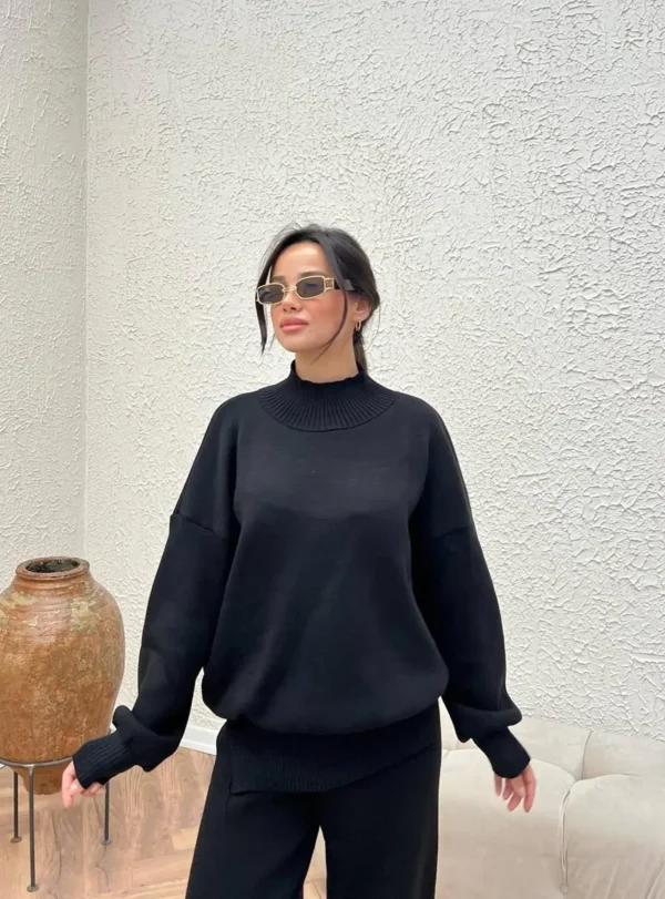 Спортивний костюм-двійка з манжетами — чорний