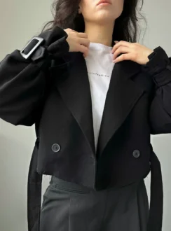 Тренч вкорочений — чорний