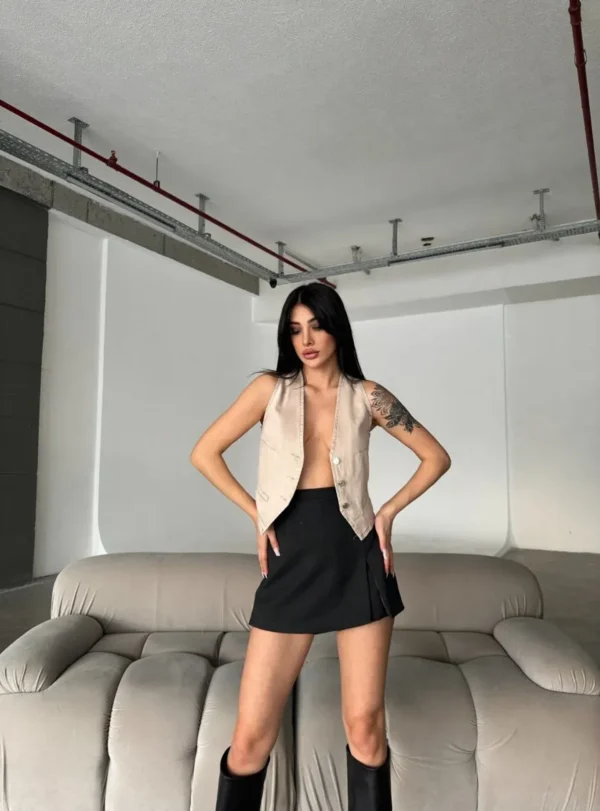 Жилет денім – бежевий