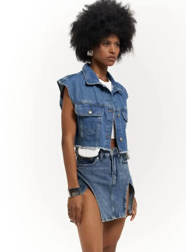 Джинсовий короткий жилет