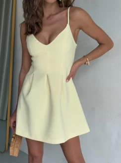 Сукня тюльпан на брителях - жовтий