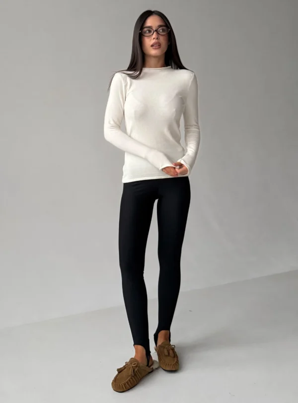 Longsleeve with straight milk + cashmere blend - milk