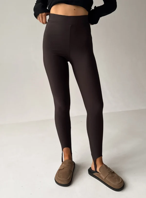 Лосини з високою посадкою + штрибки — коричневий - Image 3