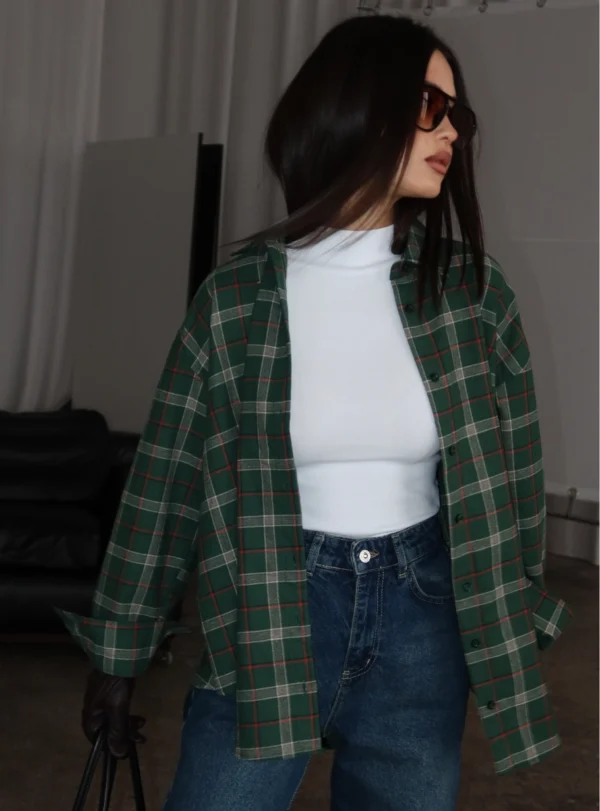 Сорочка в клітинку — зелена - Зображення 3