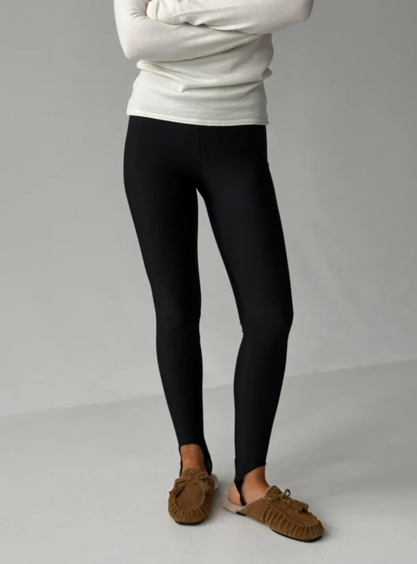 Лосини з високою посадкою + штрибки — чорний - Image 3