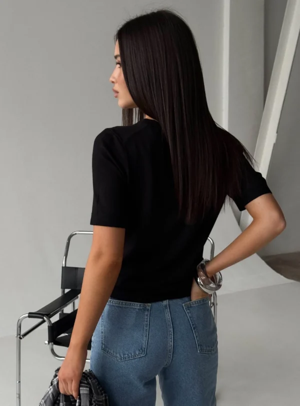 Базова футболка з віскози - чорний - Зображення 3