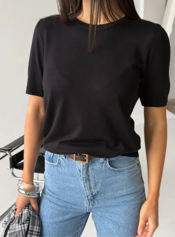 Базова футболка з віскози - чорний - Зображення 2